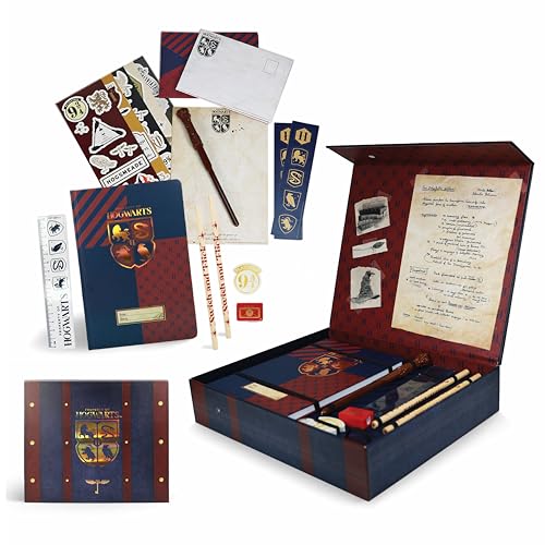 Harry Potter Stationery Set Property of Hogwarts Gift Set - including Wand Pen A5 Notebook with Gold Foil Letter Writing Paper Envelopes Stickers and more Official Merchandise Gift Set