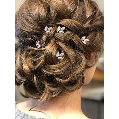Wedding Hair Pins for Bride, 5PCS Wedding Hair Pins Silvers with Rhinestone Hair Accessories for Wedding (Silver Clear) Cover