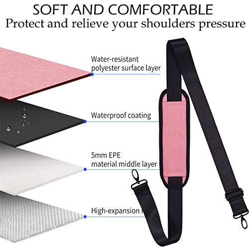 Image of Universal Replacement Shoulder Strap for Laptop, Briefcase, Purse, Golf, messenger bag, Camera Case, Duffle Bag, Adjustable and Padded Universal Shoulder Straps with Metal Swivel Hooks - Pink