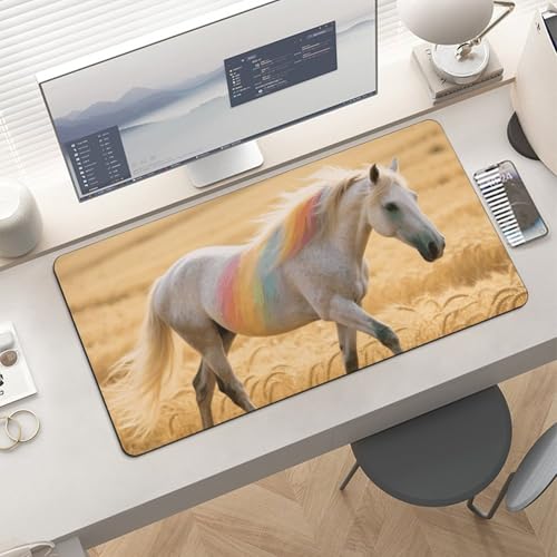 Desk Pad Protector 24x12 Inch Extended Rainbow Horse miniatura 6