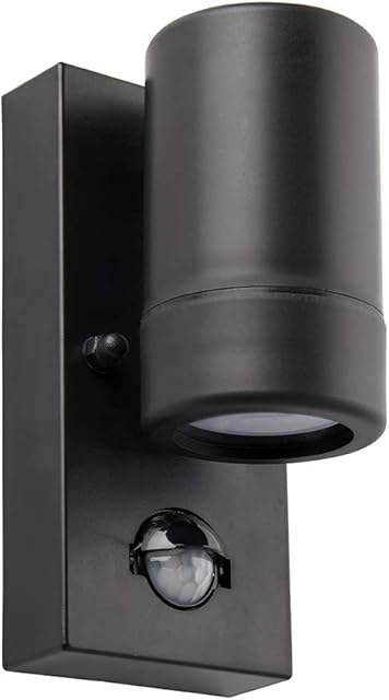 Icarus PIR Outdoor Lights - Security Lights with Motion Sensor - GU10 LED Spotlight Black Outdoor Wall Downlights - IP44 Weatherproof Wall Lights