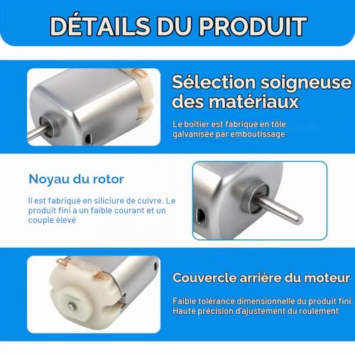 Lot de 10 mini moteurs DC 1,5 V-6 V Micro130 - Moteur électrique 19500 tr/min - Moteur magnétique puissant pour jouets de voiture - Robot DIY - Ventilateur scientifique - Projet scientifique – vue 3