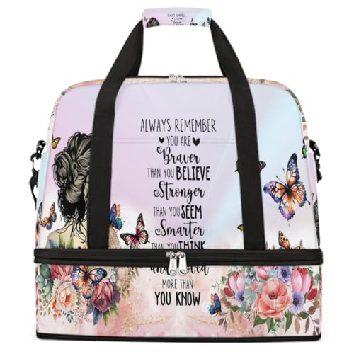 Sports Gym Bag Flower Floral 6 Large Travel Duffel Bag With Shoe Compartment Foldable Waterproof Carry-On Weekend Travel Bags for Camping Overnight Yoga Hospital Travel Bags