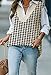 Viottiset Women's Oversized V Neck Houndstooth Knit Sweater Vest Sleeveless Tunic Top Apricot Medium