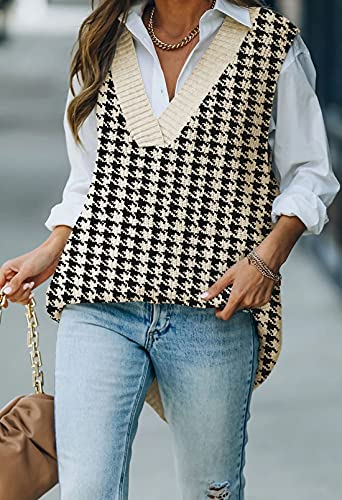 Viottiset Women's Oversized V Neck Knit Sweater Vest Tunic Sleeveless Pullover Top4