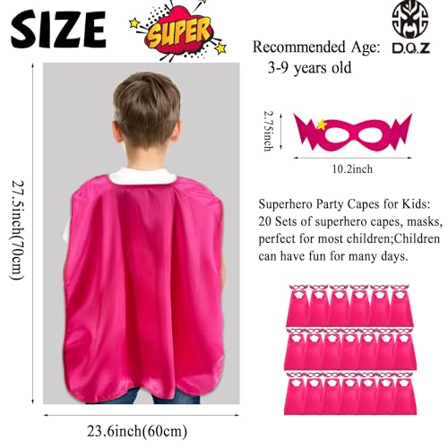 Image of D.Q.Z Superhero-Capes for Kids 20 Sets Children-Superhero Capes and Masks for Super Hero Toys Birthday Party Dress Up Costume