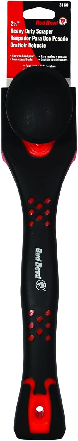 Red Devil 3160 2 1/2" Heavy-Duty Four-Edge Scraper with Contour Handle, (Pack of 4)