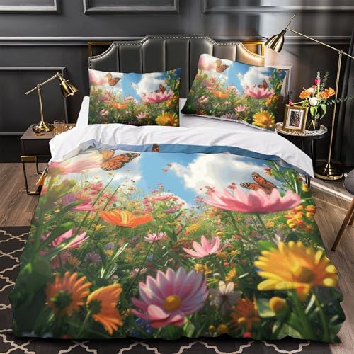 Parure de lit papillon 200x200 fermeture éclair pour lit double enfant