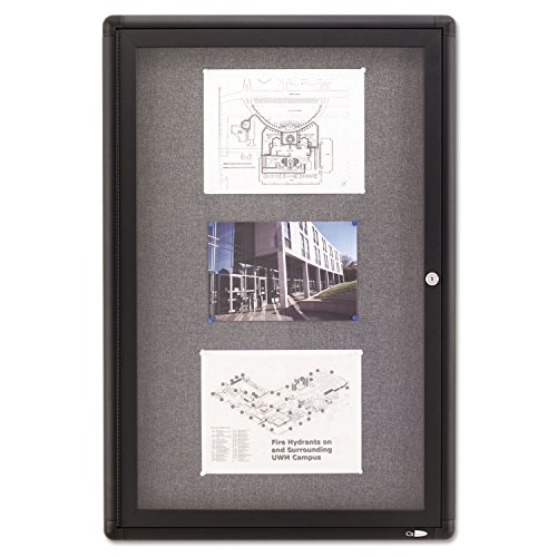 Tableau affichage tissu gris 4x3 cadre noir 2 portes battantes verrouillables 2364l