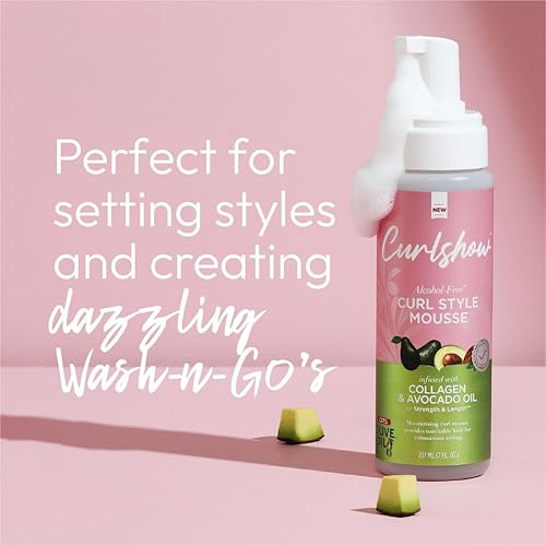 Miniatura 7 de ORS Aceite de oliva Curlshow Curl Style Mousse infundido con colágeno y aceite de aguacate para mayor resistencia y longitud, sin alcohol (7.0 onzas)