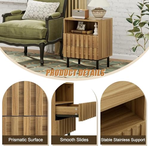 image for UEV Mid Century Modern Bedroom Dresser and nightstand 3 Pieces Sets,Tw