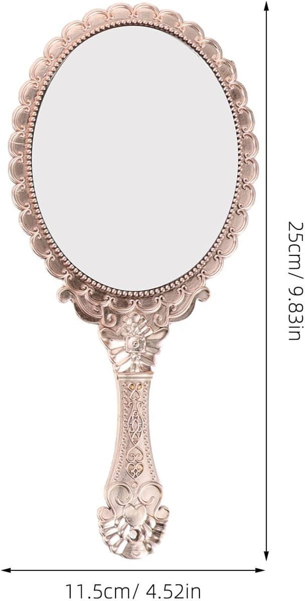 FUOYLOO Vintage Handheld Makeup Mirror with Floral Handle Pattern 4pcs image 2