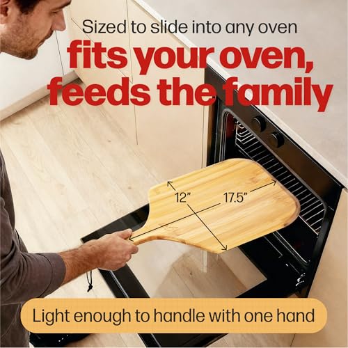 Image of HANS GRILL Wooden Pizza Peel 12 Inch - Bamboo Wood Pizza Peel 12 Inch Paddle For Oven - Restaurant Grade Natural Bamboo Paddle, Multi-use Spatula - Large Wooden Board For Serving and Transferring