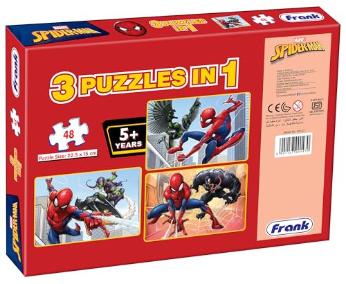 Image of Frank Spider Man Jigsaw Puzzle for 5+ Years, Set of 3, Multicolour - Engaging Puzzle for Kids - Fun & Challenging Brain Booster Games - for Focus and Mmemory - 90147