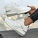 Wabkderpu Women's Platform Sneakers Hollow Out Breathable Non-Slip Sneakers Zipper Slip On Gym Sport Athletic Tennis Shoes Lightweight Comfortable Walking Shoes Fashion Sneaker White
