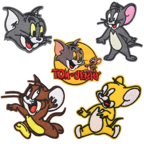 刺しゅうパッチ アップリケパッチ のり付き ワッペン 五枚セット アイロン 人気セット キャラクターワッペン アップリケ トム ジェリー 刺繍パッチ 可愛い装飾 幼稚園 パッチ 補修 衣類 手帳 飾りのサムネイル