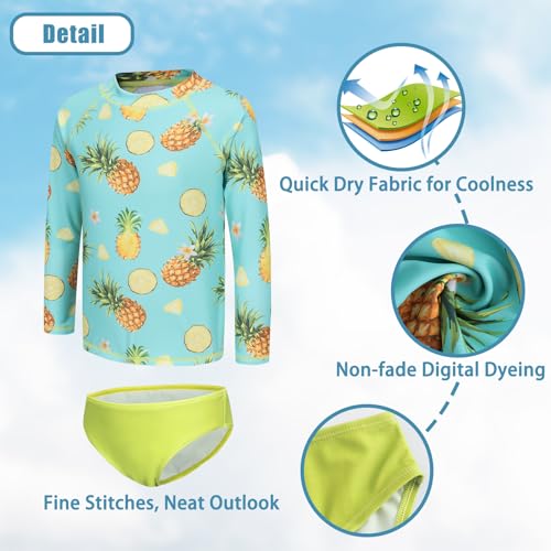 Image of Girls 3 Piece Swimsuits Set Long Sleeve Rash Guard Tankini Bathing Suits for Girls Beach Swimwear Set 3-16 Years