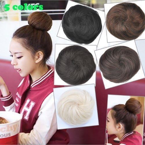Women's Synthetic Scrunchie Hair Bun Cover Hairpiece Clip in Hair Extension Pp07 (dark brown 2/33)