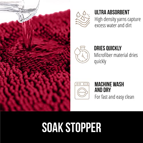 Image of Gorilla Grip Original Indoor Durable Chenille Doormat, 30x20, Absorbent Washable Inside Mats, Low-Profile Rug Doormats for Entry, Mud Room Mat, Back Door, High Traffic Areas, Ruby Red