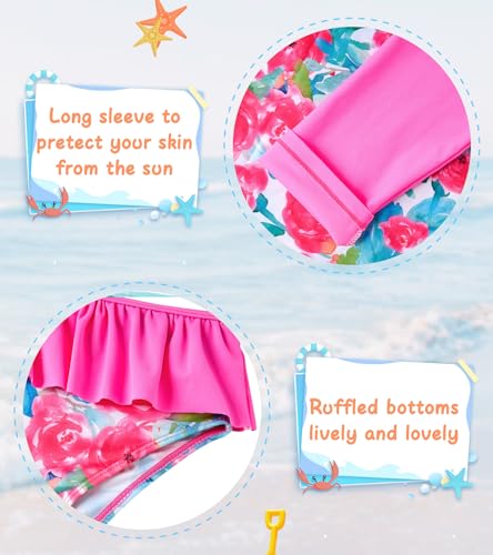 Image of UNIFACO Toddler Girls Swimsuit Rashguard Set Summer Beach Breathable Tankini with UPF 50+ Sun Protection 2-8T