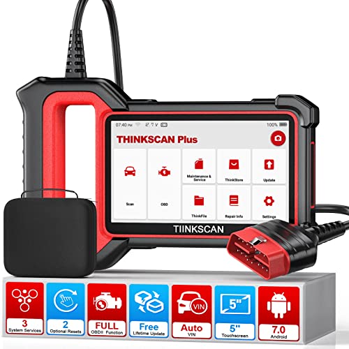 ThinkScan OBD2 Scanner Check Engine/ABS/SRS Plus S2 Car Diagnostic Scanner for Car with 28 Reset Functions Oil/EPB/SAS Code Readers & Scan Tools, 5 inch Touchscreen, Auto VIN, WiFi One-Click Update