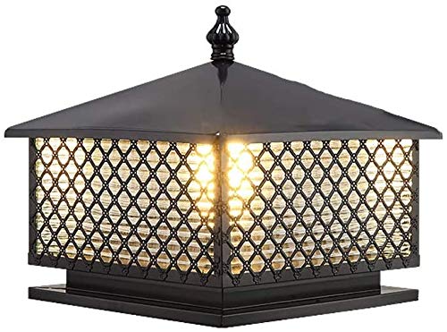 YBLS E27 conventional external outdoor lamp post lamp antique square pillar cleared headlamp outdoor weatherproof IP55 decorative garden gate park Garage (size: H-32CM),Black-H32cm