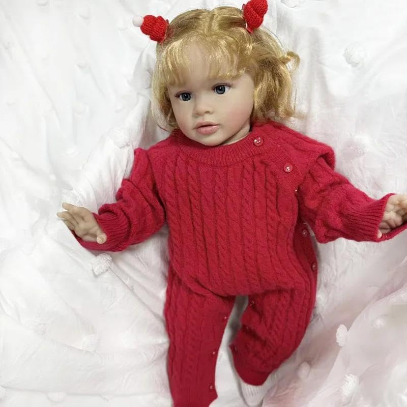 RXDOLL Muñeca Reborn Gigante Niña 26 Pulgadas 65cm Bebe Reborn Toddler Realista De Silicona, Tamaño Muñecas bebé Reborn Niñas Cuerpo de Tela con Pelo Rubio