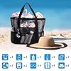 CCAIPU Sac de Plage en Filet Grand Format – Compartiments Pratiques, Poignées Renforcées, Idéal pour Vacances, Piscine et Shopping (Vert) #5