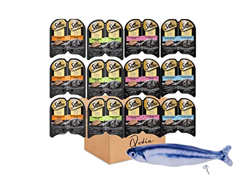 Sheba Perfect Portion Variety Pack Of Four (4) Flavors Roasted Chicken, Gourmet Salmon, Tender Turkey And Delicate Whitefish & Tuna Cuts In Gravy 12 Trays 24 Servings 1.3-Oz Cans #TOP28