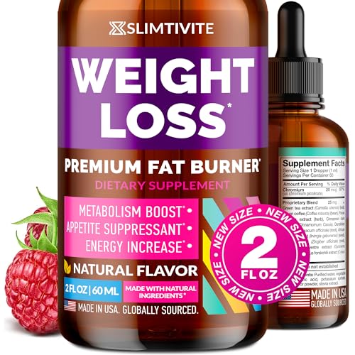 Slimtivite Weight Loss Drops - Diet Drops for Fat Loss - Effective Appetite Suppressant & Metabolism Booster - Safe & Proven Ingredients - Non-GMO Fat Burner, 2 Fl Oz, Natural