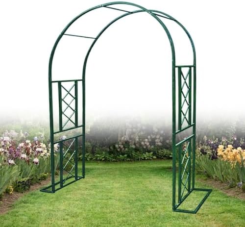 Heavy Duty Garden Arch Wedding Arbor - Weather Resistant Pergola Trellis for Climbing Plants, Outdoor Decorations, Backyard Ceremony, Party (White, 71" W x 90.5" H)