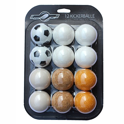 GOODS+GADGETS 12x Stück Speedball Profi Kickerbälle für Tischfussball Tischkicker Kicker-Ball Set Auswahl Verschiedene Sorten (Kork, PE, PU, ABS) 35mm (12er Set)