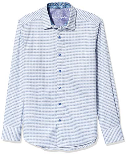 Robert Graham Men's L/S Woven Shirt, Blue, Large