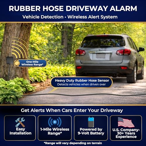 Image of Dakota Alert DCRH-4000 Wireless Rubber Hose Driveway Alarm System Bonus Kit - Vehicle Detection Sensor with Receiver - 1-Mile Long Range - Bonus UT-4000 Universal Transmitter Included
