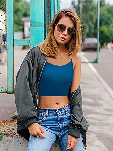 Image of SATINIOR 6 Pack Women Crop Tops Cropped Tank Top Bundle Sleeveless Spaghetti Strap for Sports Yoga