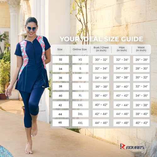 Image of ROVARS Spandex One Piece Three Fourth for Women I Removable Pads I Half Sleeves I 3 /4 Length I Front Zipper