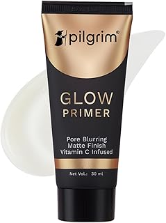 Pilgrim Glow Primer Lightweight Gel Based Velvety Matte Finish, Blurs Pores, Vit C+E Infused