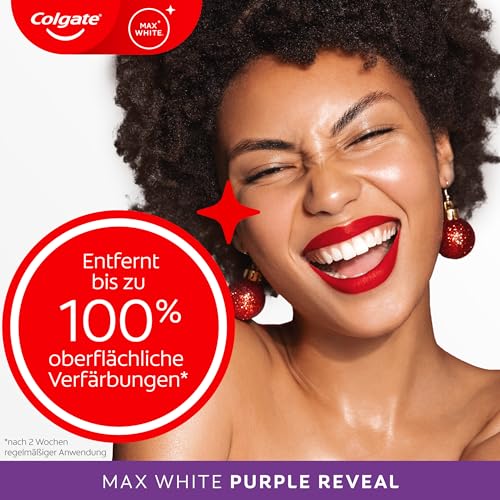 Colgate Max White Charcoal Zahnpasta 4x75ml - entfernt bis zu 100% der oberflächlichen Verfärbungen, stellt das natürliche Weiß der Zähne wieder her, sanft zum Zahnschmelz