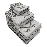 Sansibar Sylt Handtuch-Set „Leo“ – 6-teiliges Luxus-Frottier Set aus 100% Baumwolle (550 g/m²) – weich, saugstark & hautfreundlich – Leo-Design Säbeln (Silber/Anthrazit)