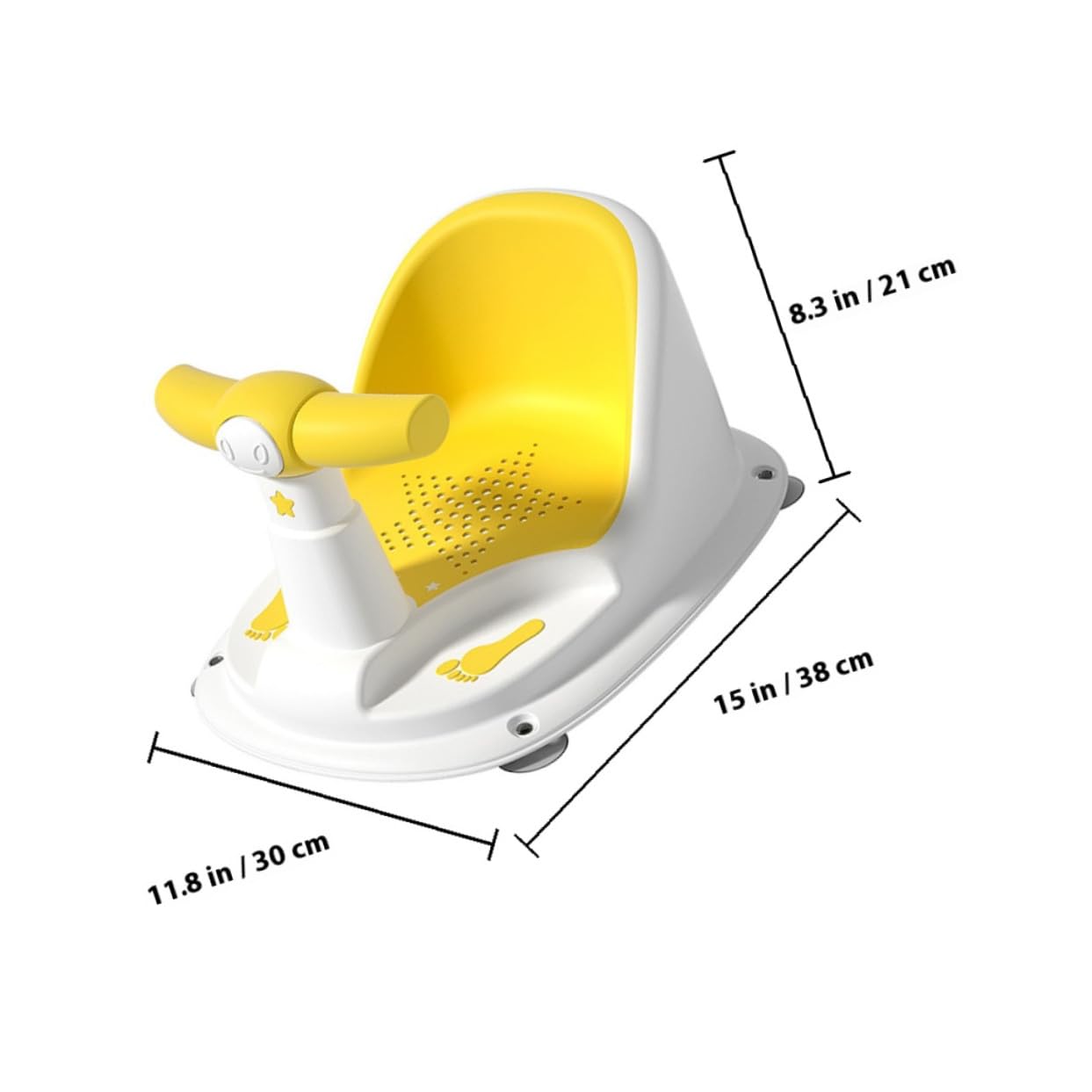 Bath Seat Tub Chair Non-Slip Yellow Bathtub Seat for 12 Months Plus with Breathable Mesh Support Suitable for Newborn Bathing
