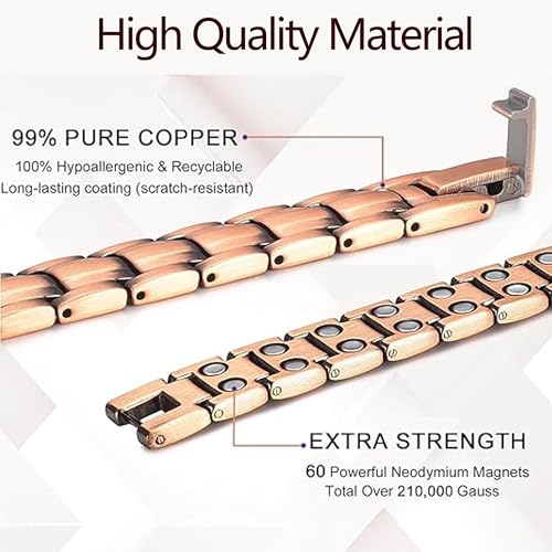 YOIHOJET Pure Copper Anklet, Women Copper Magnetic Anklet, 9.52 IN Coppers Ankle Bracelet with 3500 Gauss Magnet, Pure Coppers with Magnets for Feet & Ankles by YOIHOJET - Image 3