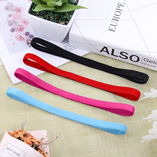 Image of Duufin 20 Pieces Non-Slip Elastic Headbands Workout Headband Colorful Sweatband Fashion Yoga, Running Sport Headbands for Women, Men and Girls, 20 Colors Iridescence