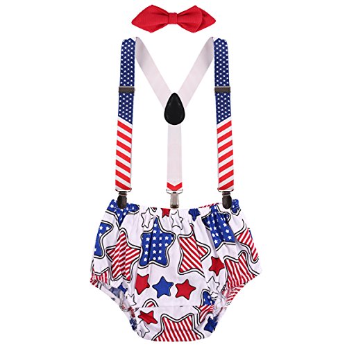 Image of IBTOM CASTLE Baby Boys Cake Smash Outfit First Birthday Bloomers Bowtie Adjustable Y Back Suspenders Clothes set