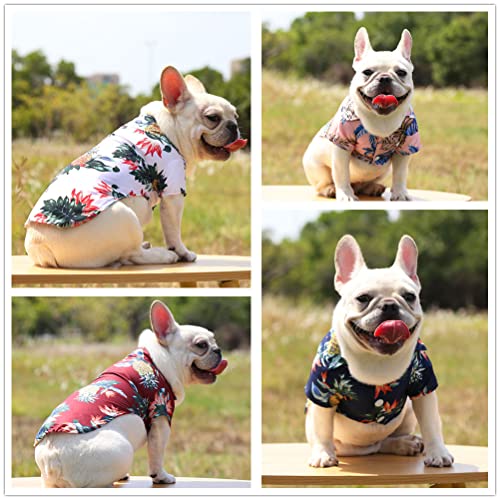 Coppthinktu 4 Pack Hawaiian Dog Shirt, Breathable Summer Sweatshirts Dog Clothes, Beach Pet Shirt Dog Polo T-Shirts For Small/Medium Dogs Cats, 4 Different Designs, Small #TOP5