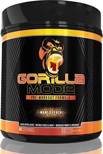 Gorilla Mode Pre Workout - Massive Pumps · Laser Focus · Energy · Power - L-Citrulline, Creatine, GlycerPump™, L-Tyrosine, Agmatine, Kanna, N-Phenethyl Dimethylamine Citrate - 617 Grams… (Mango Peach)