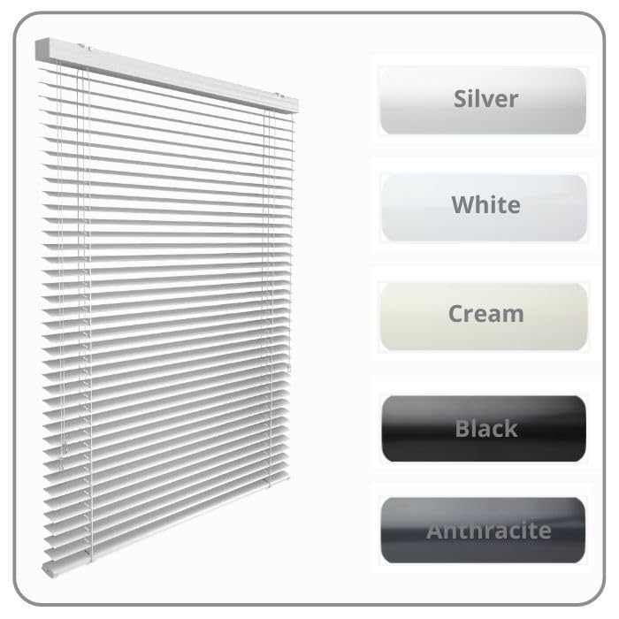 Jalousien Fenster Innen - Alu Jalusienen - 2100x1800mm, Rechte Steuerung - mit Lamellen 50 mm - Montage Wand oder Decke, mit Bohren - für Zuhause & Büro - Silber