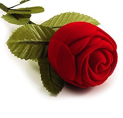 Image of atorakushon Velvet Red Rose Ring Jewellery Box, For Men And Women /Jewelery Storage Box Engagement Gift /Valentine day Gift For Girlfriend, Anniversary, Birthday, Wedding, Pack of 1