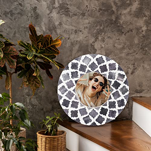 Artwork Craft Handmade Picture Frame Moorish Damask Moroccan Arts Bone Round Boho Photo Frames For Wall Decor And Table-Top (4X4 Inches Grey, White) #TOP1