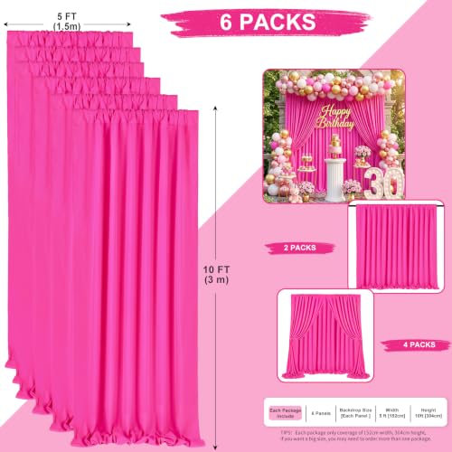 Image of SoarDream Polyester Fuchsia Backdrop Curtains - 5ft x 10ft 4 Panels Stunning Backdrop for Weddings Parties Photography Fun Modern Style