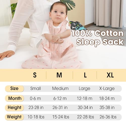 Image of PHF 100% Organic Cotton Baby Sleep Sack 0-6 Months, Soft Lightweight Wearable Blanket for Babies, 2-Way Zipper 0.3 TOG Comfy Toddler Sleeping Sack 3 Pack for Boys Girls Neutral, Ice Cream (Small)